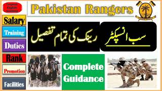 What is Sub inspector rank detail? Pakistan rangers new latest jobs 2022 Pak rangers salary