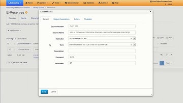 E-Reserves 1: Creating a Course in E-Reserves