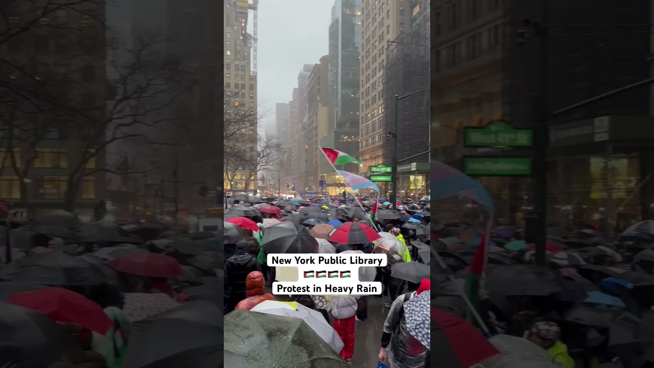 🇵🇸🇵🇸🇵🇸 Pro Palestinian Protest in the Rain New York