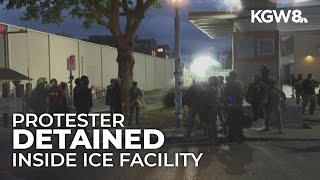 Person detained after putting flyer on Portland ICE building