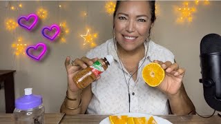 Comiendo naranja con tajín asmr en Español