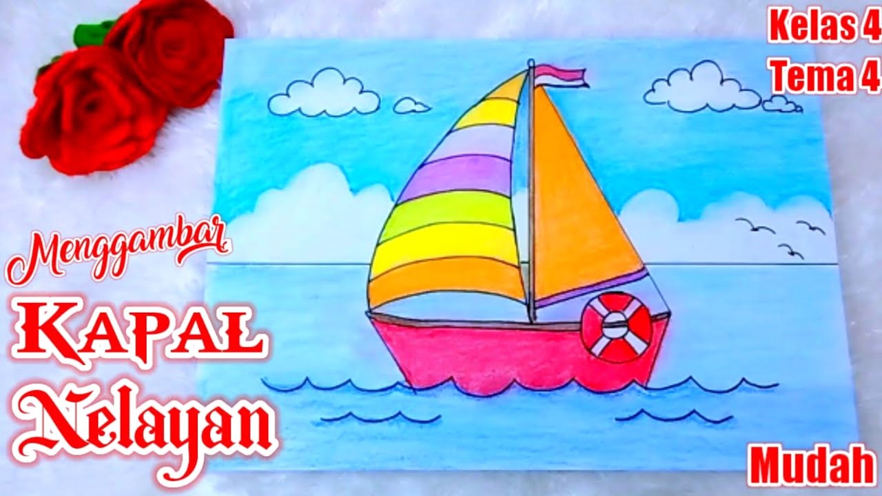 Cara Menggambar Kapal Nelayan / Gambar Kegiatan Nelayan Tugas SBDP