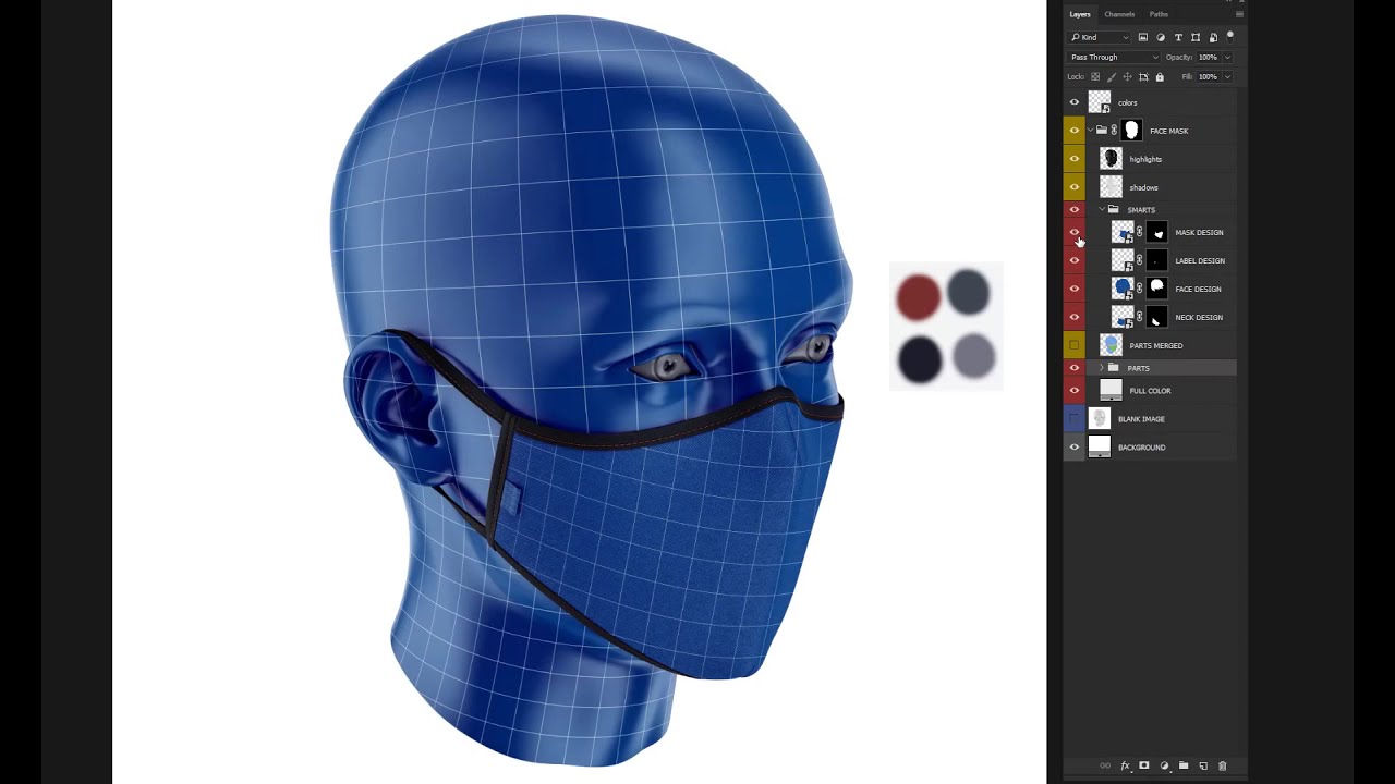 Download Face Mask Mockup Front Half Side View High Angle In Apparel Mockups On Yellow Images Object Mockups