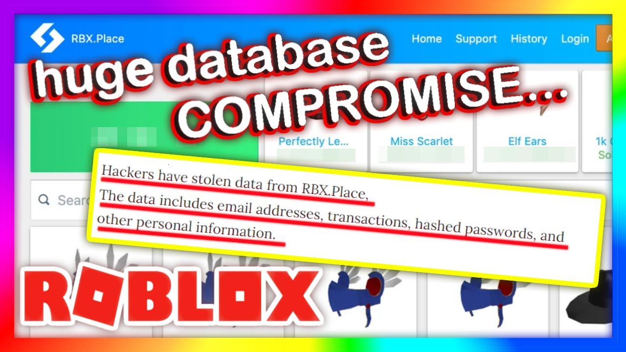 There Was A Huge Database Compromise On A Roblox Black Market Rbxplace Youtube - wwwrobloxsupport rblx gg today