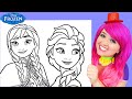 Coloring Frozen Anna & Elsa | Pencils & Crayons