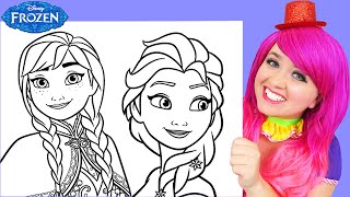 Coloring Frozen Anna & Elsa | Pencils & Crayons
