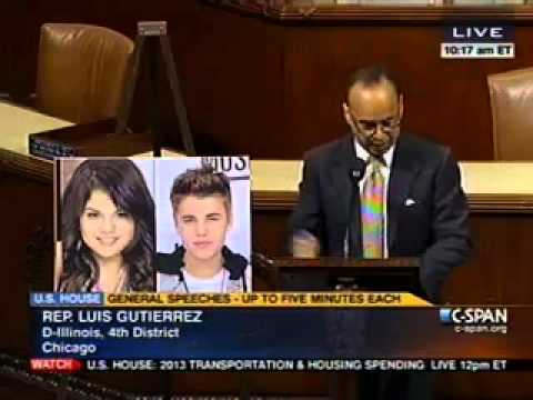 Gutierrez: "Pick Out The Immigrant" Speech on Arizona Law w/ Justin Bieber + Selena Gomez