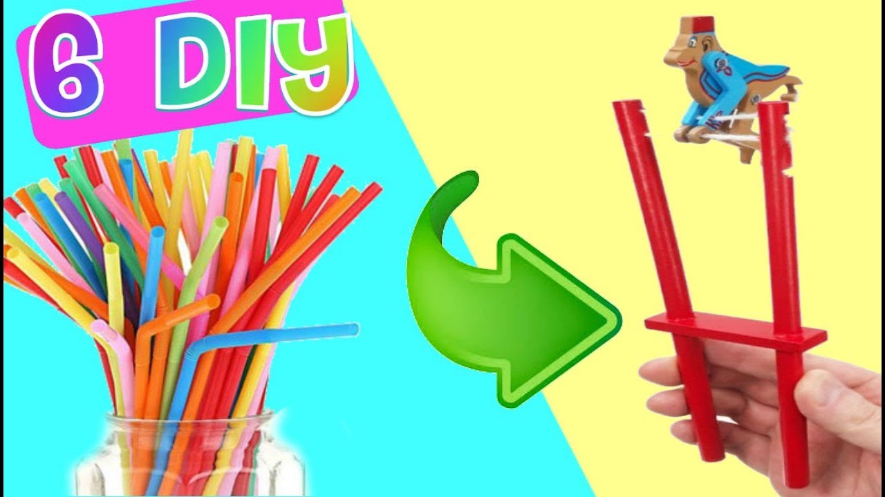 Manualidades de reciclaje con pajitas o popotes JUGUETES caseros fácil niños Regalos Navidad Pajitas kawaii emoticons