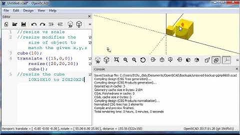 OpenSCAD tutorial: resize vs scale