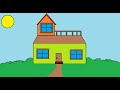 How to draw House Drawing in ms paint | paint in computer|