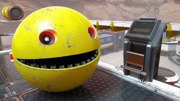 Pacman, Gladiator Robot, and Chain Chomp Fight for Survival in a Maze Full of Dangerous Machines