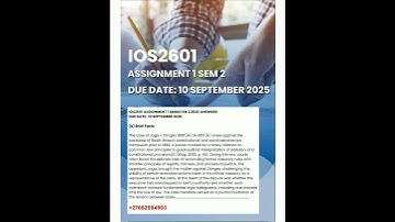 IOS2601 ASSIGNMENT 1 SEMESTER 2 2025 ANSWERS DUE DATE 10 SEPTEMBER 2025