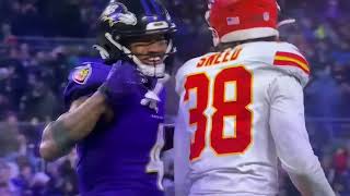 Zay Flowers taunt backfires karma fumble Ravens vs Chiefs NFL Playoffs AFC Championship 1/28/24