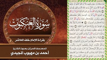 29- سورة العنكبوت | المصحف المرتل بقراءة خلف العاشر | القارئ: أحمد المجيدي
