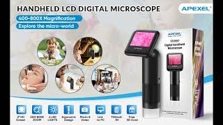 KEY FEATURES| APEXEL Handheld Digital Microscope with 2” LCD Screen