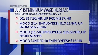 Minimum wage to increase in DC, Montgomery County starting July 1