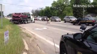 Two-car rollover accident backs up traffic at corner of Leaton and Pickard east of Mt. Pleasant