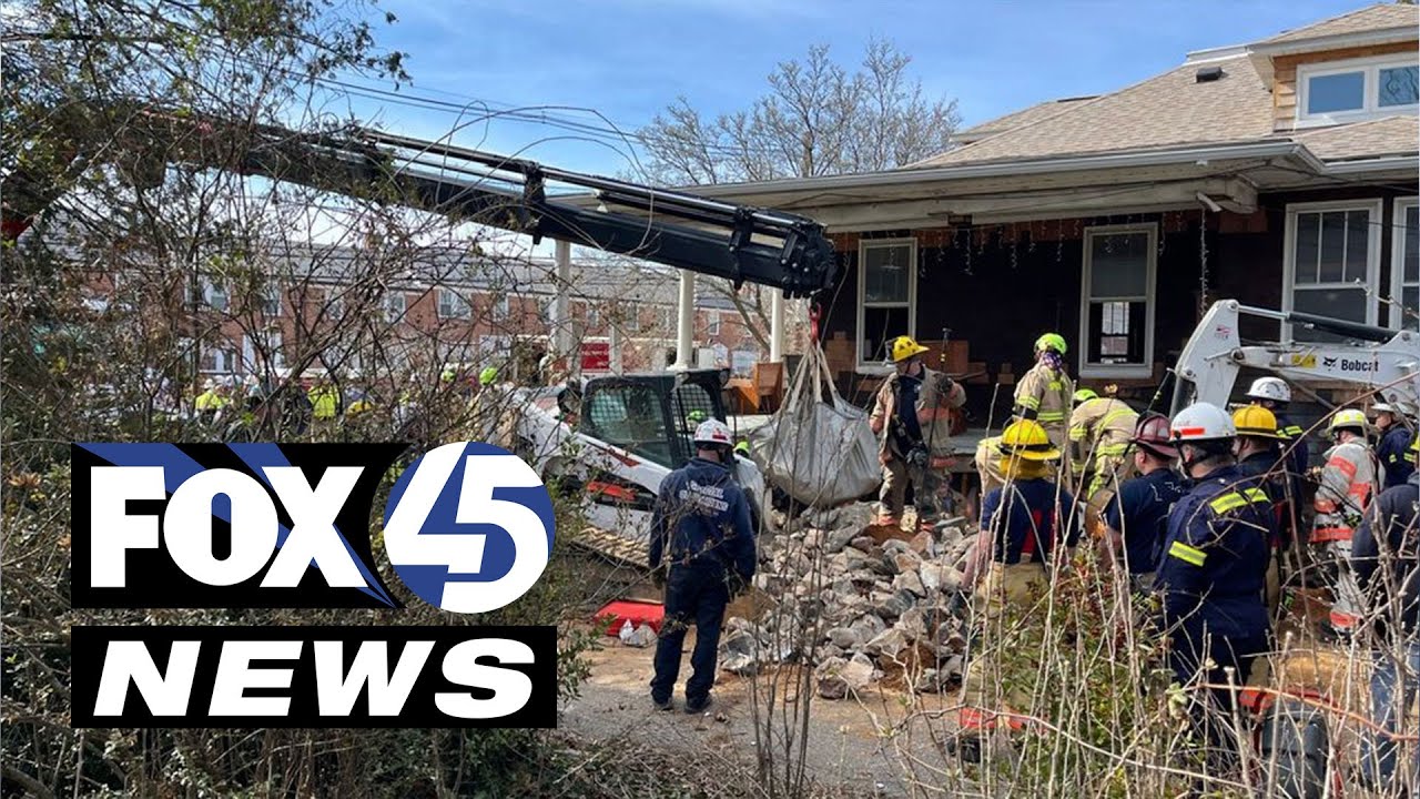 Two construction workers trapped in trench rescue in Catonsville - YouTube