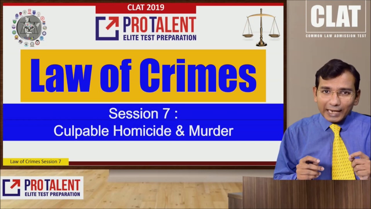 Law of Crime I Session 7 I Culpable Homicide & Murder YouTube