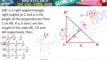 ABC is a right angled triangle,right angled at C and p is thelength of the perpendicular from