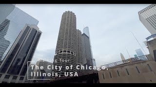 Chicago Walking Tour Spring Day (4K) | Binaural Audio  Relax  Immersive Chicago River Walk