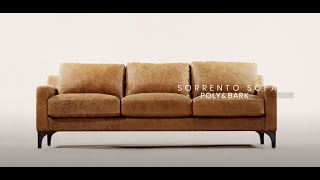 Sorrento Leather Sofa in Cognac Tan from Poly & Bark | mid-century modern, modern design, leather