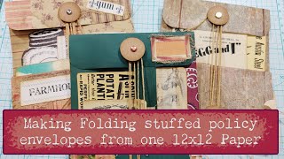 Folding, stuffed policy envelope using one 12x12 sheet