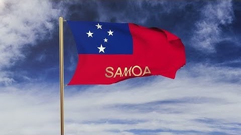 4K Samoa flag with title waving in the wind. Looping sun rises style. Animation loop Stock video