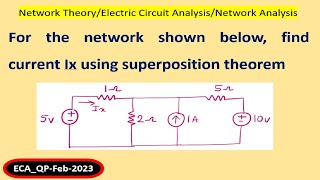 Find current Ix using superposition theorem for the network shown below