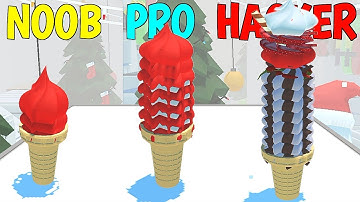 NOOB vs PRO vs HACKER in Ice Cream Run / gameplay all levels ice cream run