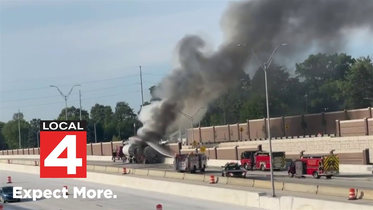 Northbound I-75 in Oakland County reopens after tanker fire - YouTube