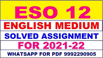 ESO 12 Solved Assignment 2021-22 in ENGLISH,  Whatsapp For Pdf  9992290905.