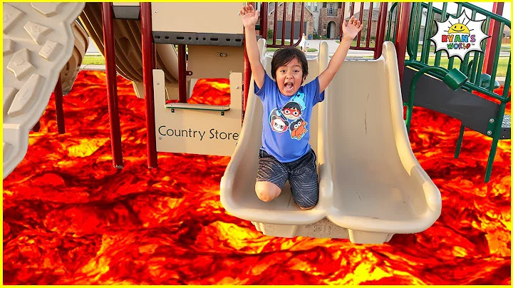 The Floor is LAVA challenge at the Park with Ryan!...