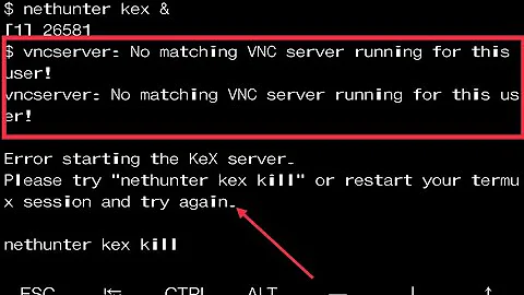 no matching vnc server running for this user|| no vnc server problem|| Kali nethunter android 2021