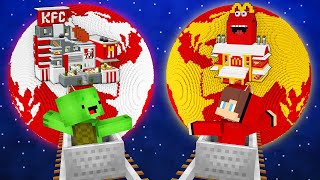 Mikey and JJ Found Road To KFC and Mcdonalds Planets in Minecraft (Maizen)