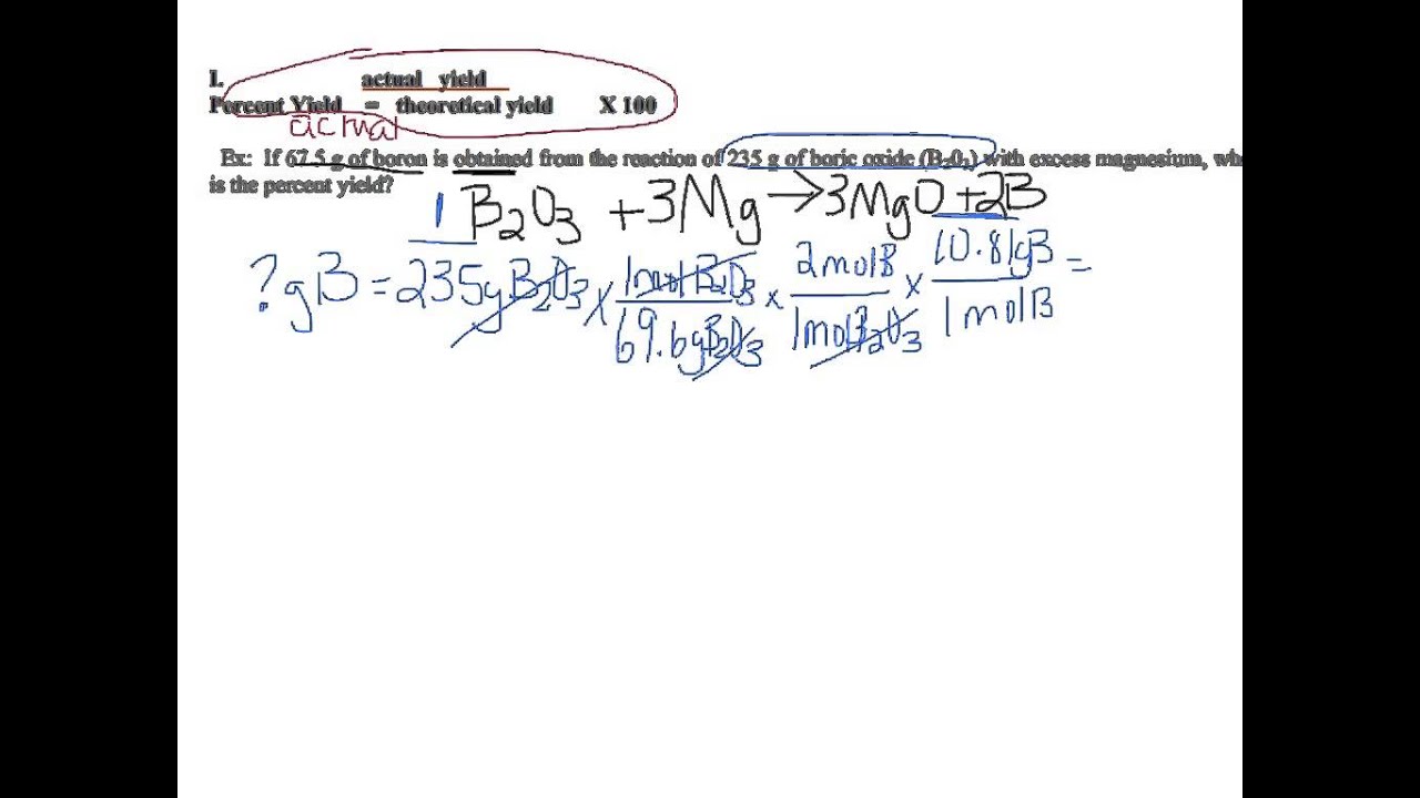 practice percent yield problems