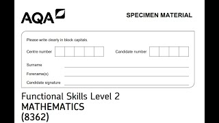 Functional Skills Maths L2 Sample Paper 1 AQA