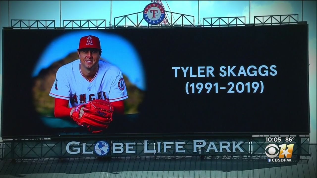 Angels players wear number 45 in tribute to Tyler Skaggs