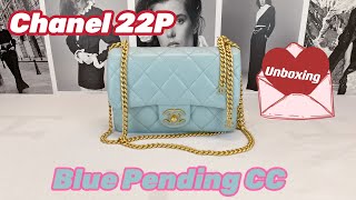 Exclusive Sale: Chanel 22P Light Blue Mini Square Enamel Lambskin Bag | REDELUXE Luxury Handbags