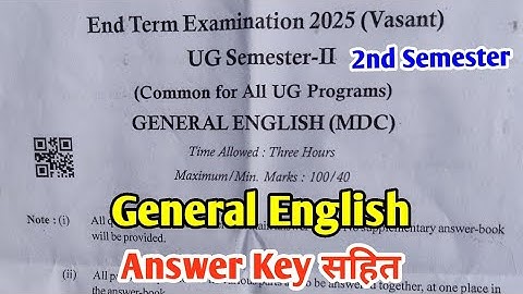 General English | सामान्य अंग्रेजी | B.A B.SC 2nd Semester Main Exam 2025 Answer Key General English