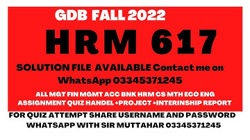 HRM 617 GDb solution fall 2022