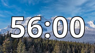56 Minute Timer | Snowy Mountains | NO Music