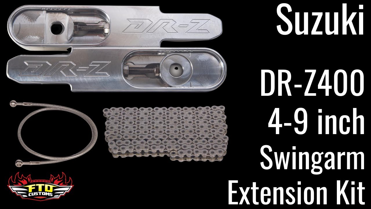 DR-Z400 Swingarm Extensions - Black Finish - Engraved