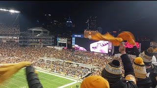 Steelers-Renegade inside of Acrisure Stadium on Thursday Night Football vs the Titans 11-2-23