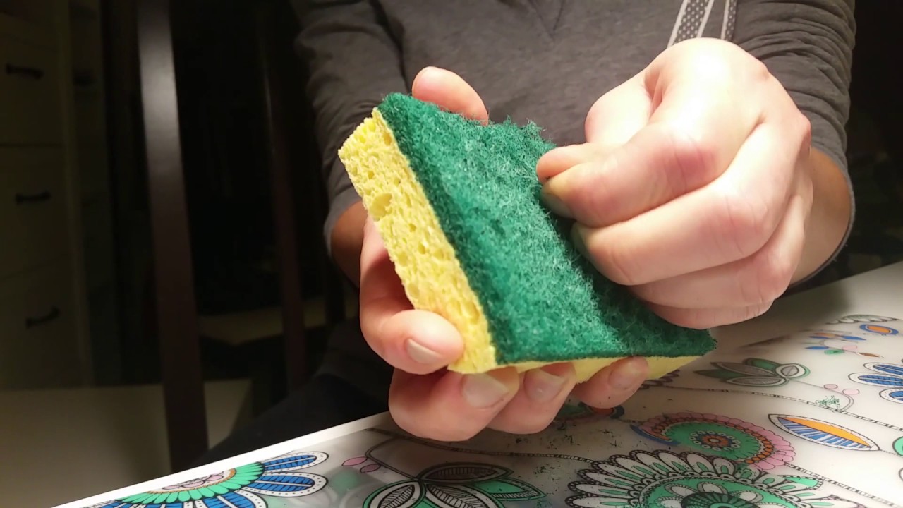 scratching sponge (scourer pad) ASMR