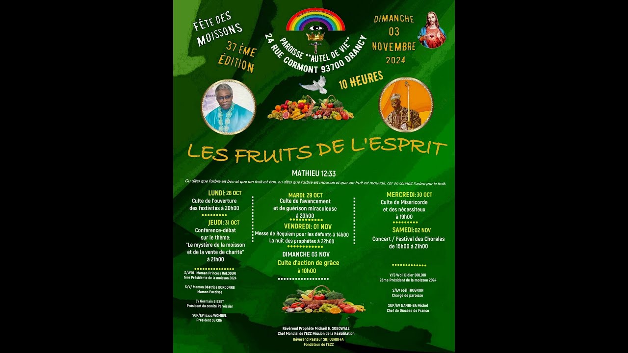 LA FÊTE DE LA MOISSON 2024 DE LA PAROISSE AUTEL DE VIE / LES FRUITS DE L'ESPRIT/ MUSIQUES /ECC