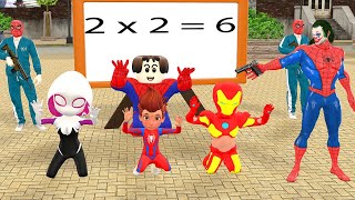 Spiderman challenges to rescue 5 superheroes in the classroom vs funny joker vs iron man vs GTA 5