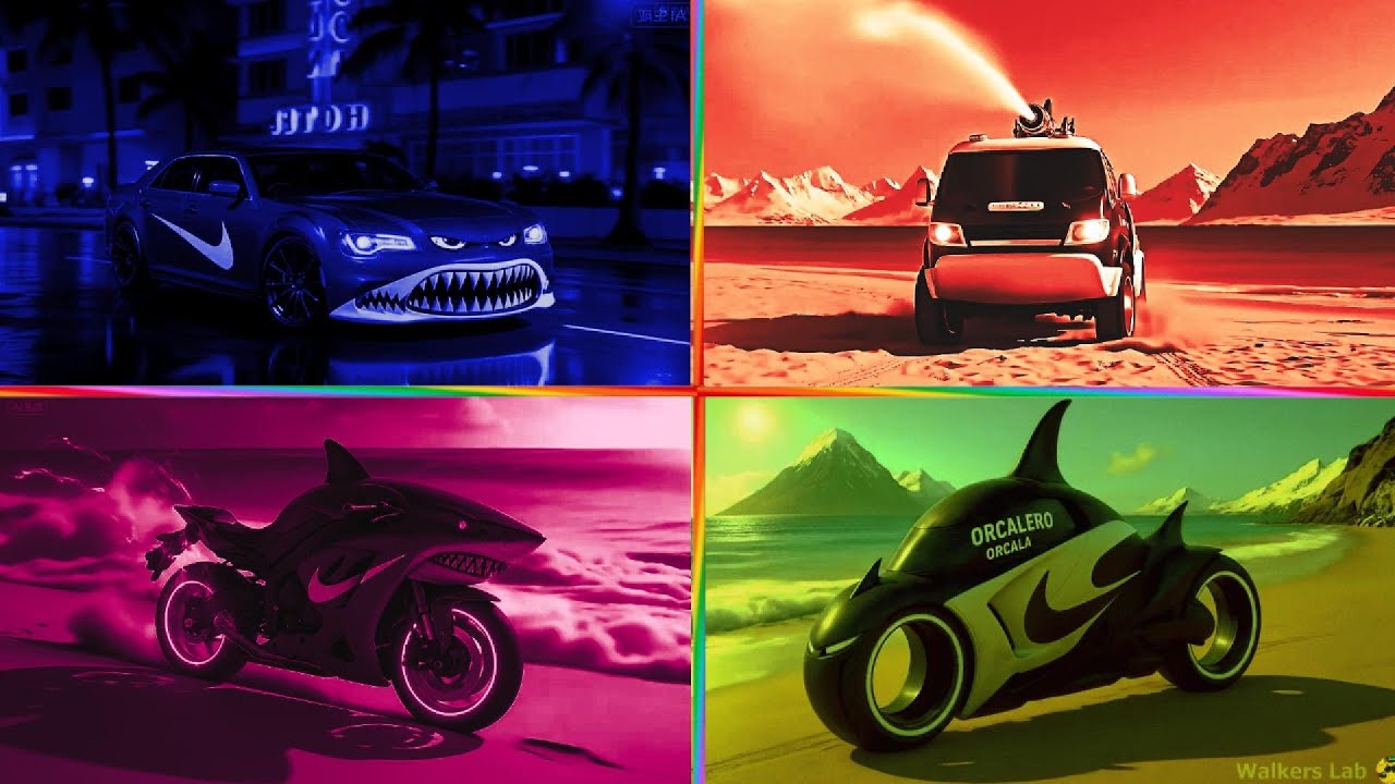 ➡️ BLUE FUTURE BUS 🆚 RED SHARK AMBULANCE 🆚 PURPLE MONSTER CAR 🆚 GREEN SHARK SUPERCAR