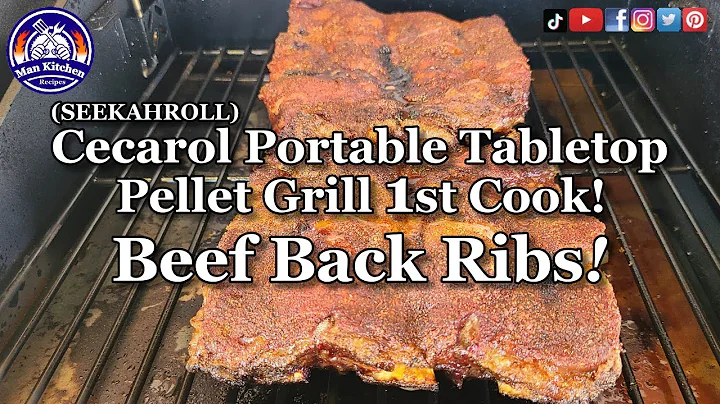 Cecarol Portable Tabletop Pellet Grill 1st Cook Smoked Beef Back Ribs