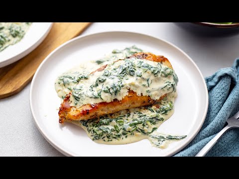 Easy Keto Pan-Fried Chicken with Creamed Spinach